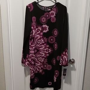 INC International Concepts Black and Purple Floral Dress